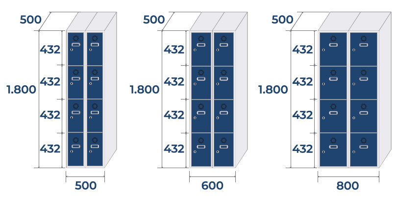 Taquilla de 2 columnas de 4 puertas