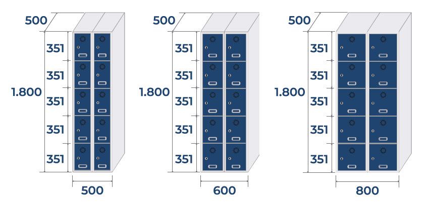 Taquilla de 2 columnas de 5 puertas
