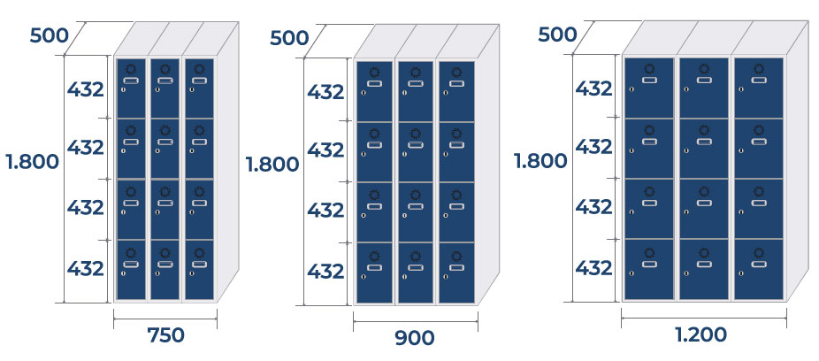 Taquilla de 3 columnas de 4 puertas