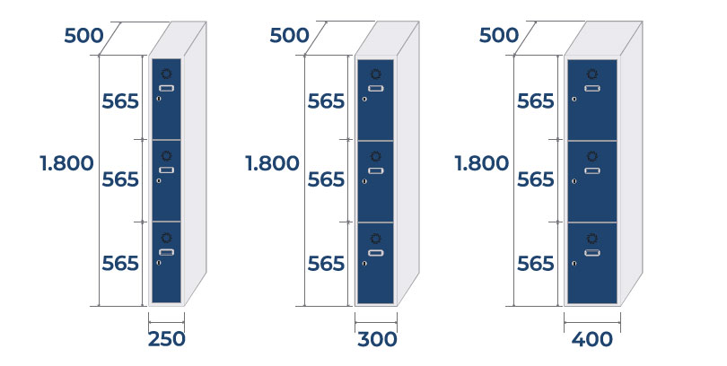 Taquilla de 1 columna de 3 puertas