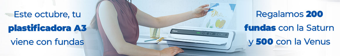 Novedad de octubre: plastificadoras Fellowes A3 con fundas gratis