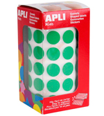 Gomets circulares verdes de colores con adhesivo Apli de pegatina para pegar en planning