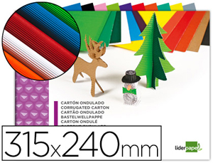 Bloc con 10 láminas de cartón ondulado de colores para manualidades