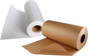 Bobinas y rollos de papel kraft verjurado blanco y marrón para embalaje y relleno