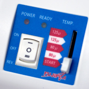 Selector de temperatura en plastificadora Fujipla Latte para documentos DIN-A4