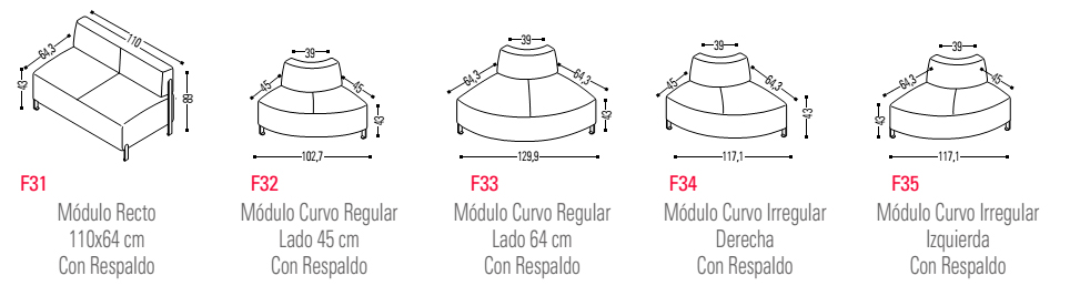 Módulos de sofa Soft Seating Bend 10 Actiu con respaldo