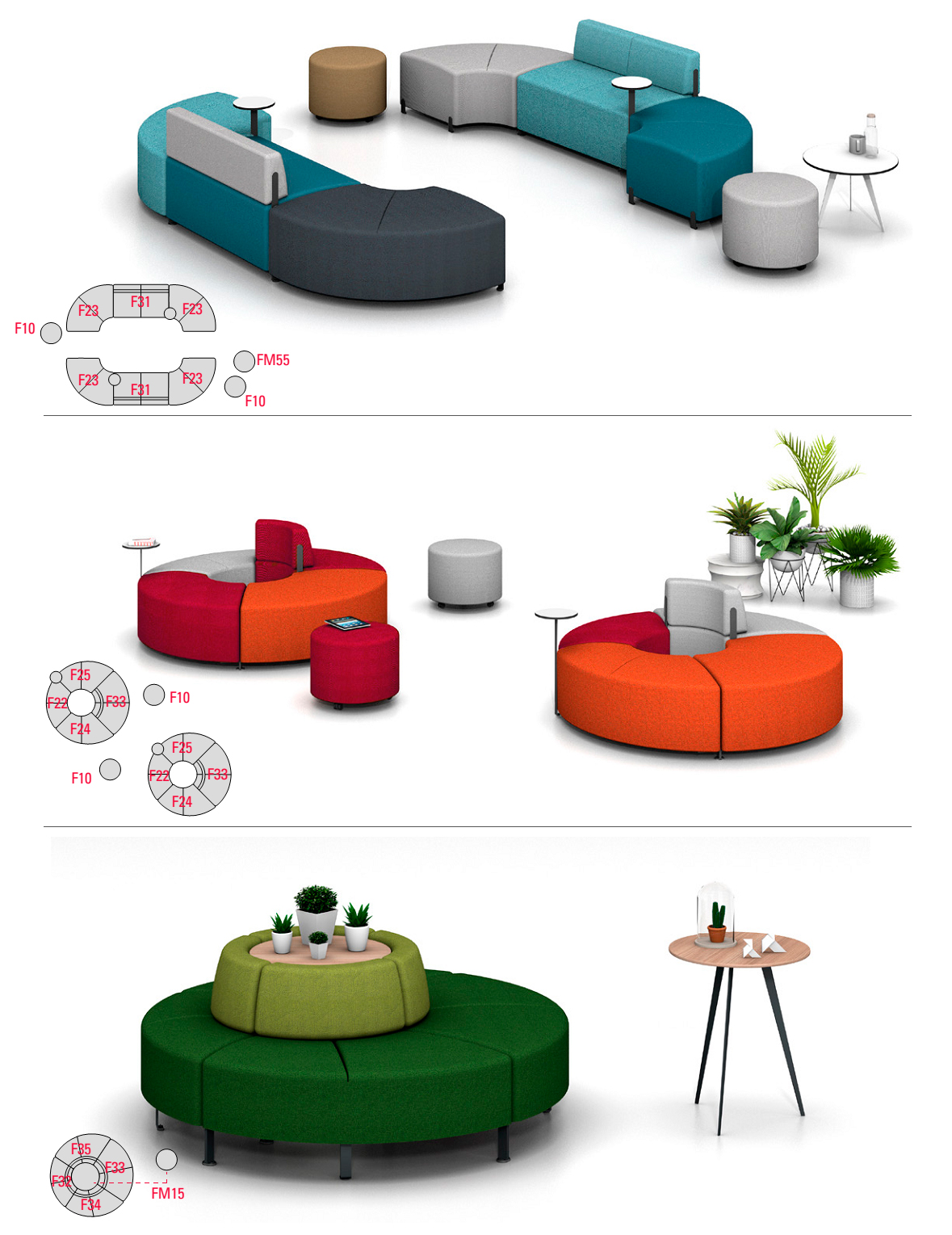 Configuraciones de zona de espera Soft Seating Bend