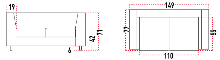 Medidas del sofá Soft S50 Actiu de dos plazas