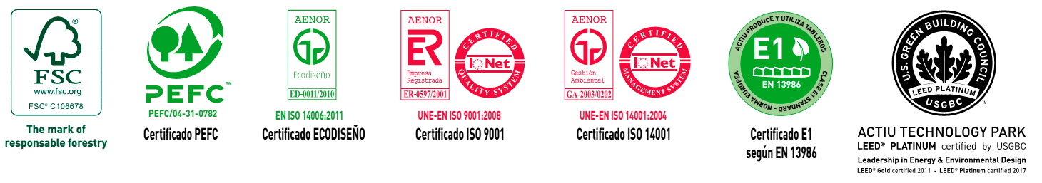 Sellos de certificación ecológica de la silla TNK Flex de Actiu