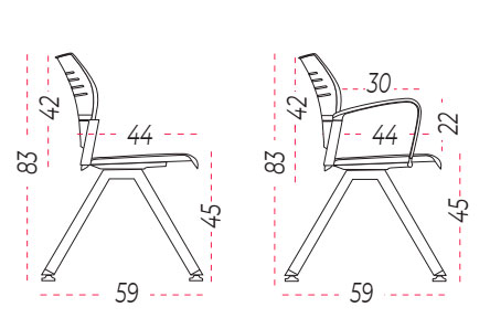 Medidas de la bancada Spacio ergonómica para salas de espera de Actiu