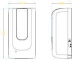 Medidas de jabonera vertical autmática para gel hidroalcohólico