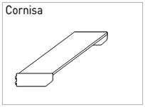 Balda o leja superior tipo cornisa para estantería de biblioteca