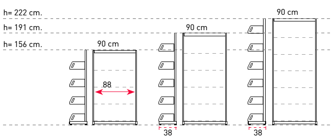 Medidas de estantería Level de 35 de profundidad