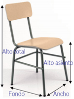 Silla para pupitre escolar con asiento y respaldo de madera de haya