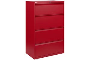 Armario archivador metálico de cajones Bisley Essentials en color rojo cardenal