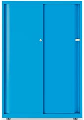 Armario metálico azul con puerta dselizante Glide