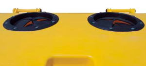 Tapa de contenedor con doble apertura redonda y roseta de goma para desechar botellas de vidrio o envases de plástico Tapa de contenedor con ranura para desechar papel