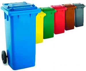 Contenedores para reciclaje de plástico de colores