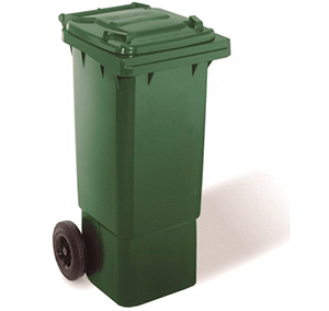 Contenedor de reciclaje de plástico de 2 ruedas con 180 litros de capacidad Contenedor de reciclaje de plástico de 2 ruedas con 120 litros de capacidad