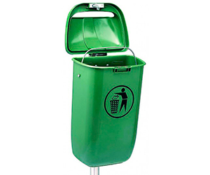 Papelera de plástico verde para uso urbano en exterior 04002 50l