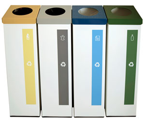 Papelera metálica para reciclaje selectivo de 72 litros