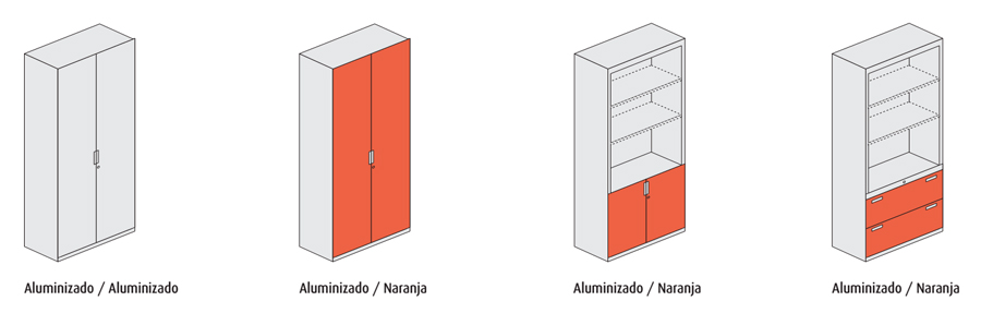 Armarios Metal de Actiu con estructura en gris aluminizado