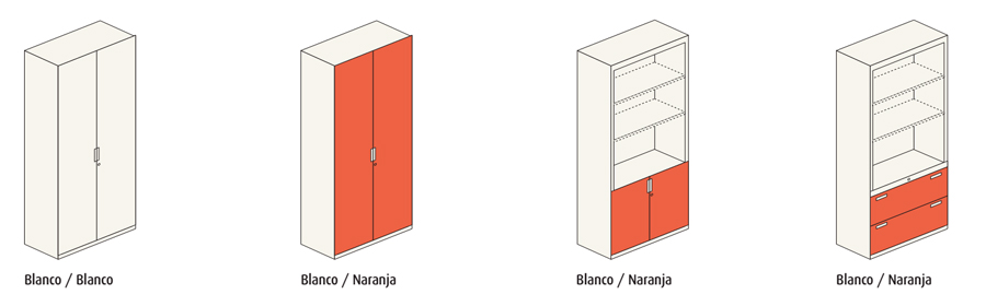 Armarios Metal de Actiu con estructura blanca