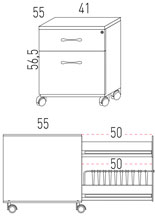Medidas de cajonera móvil con tres cajones