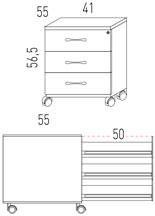 Medidas de cajonera móvil con tres cajones