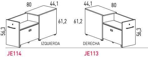 Bucks de 61 cm. de altura con guías correderas metálicas de bolas