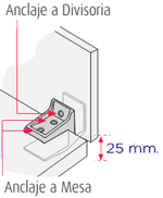 Divisoria para escritorio con tablero de 25 mm.