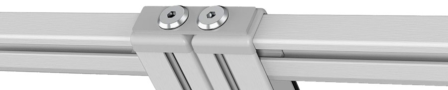 Estructura de aluminio gris para paneles divisorios rectos de 180º