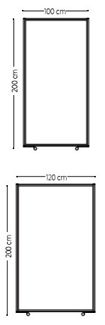 Medidas de los paneles mamparas divisorios Split móviles con ruedas