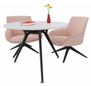 Mesa Arkitek con diseño vanguardista de estructura en aluminio blanco, negra o cromado y superficie en melamina blanca, negra o cristal blanco disponible en stock para envío Express