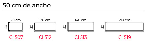 Mesas Colectiva recta 50 cm de ancho