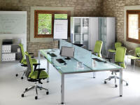 MESA ROCADA EXECUTIVE 160X80 ESTRUCTURA BLANCO TABLERO CRISTAL - Folder,  Líder en papelería