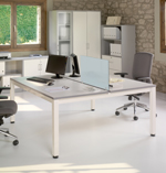 Mesas rectas para oficina Executive con estructura de acero pintada en blanco