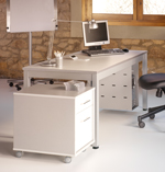 Mesas rectas para oficina Executive con estructura de acero pintada en gris aluminizado