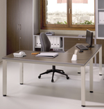 Mesas rectas para oficina Executive con estructura de acero pintada en blanco