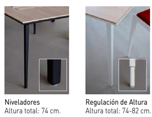 Mesa Longo con patas de altura fija o elevable