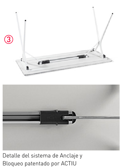 Sistema de plegado de la mesa Plek de Actiu