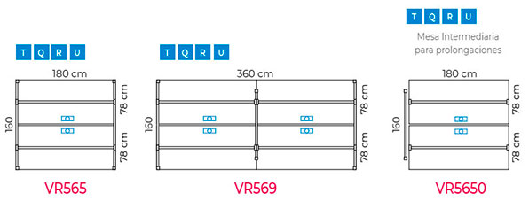 Mesas rectas Vital Pro de reunión de 80 cm.