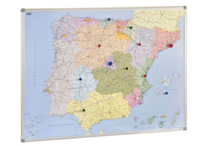 Mapa político magnético de España y Portugal