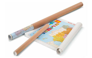 Mapas enrollados en tubo de cartón