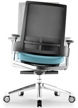 Silla de oficina con ruedas y respaldo de diseño de malla ergonómica con asiento tapizado en color gris claro Dot.Pro de Forma 5
