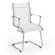 Silla Acer de Dile Office con patín confidente con malla ergonómica blanca