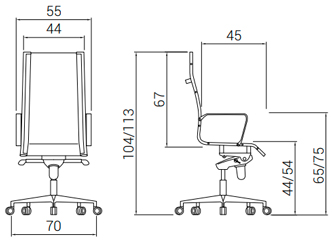 Medidas de la silla Acer de Dile Office con respaldo alto