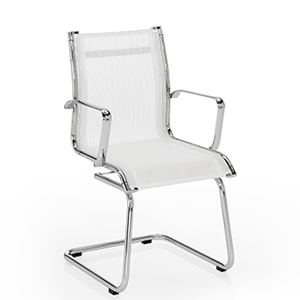 Sillón confidente con cuerpo de acero y respaldo de malla ergonómica blanca Acer