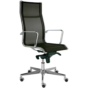 Sillón de dirección con respaldo alto con cuerpo de acero y respaldo de malla ergonómica negra Acer