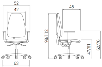 Medidas de la silla Adapta de Dile Office con respaldo alto